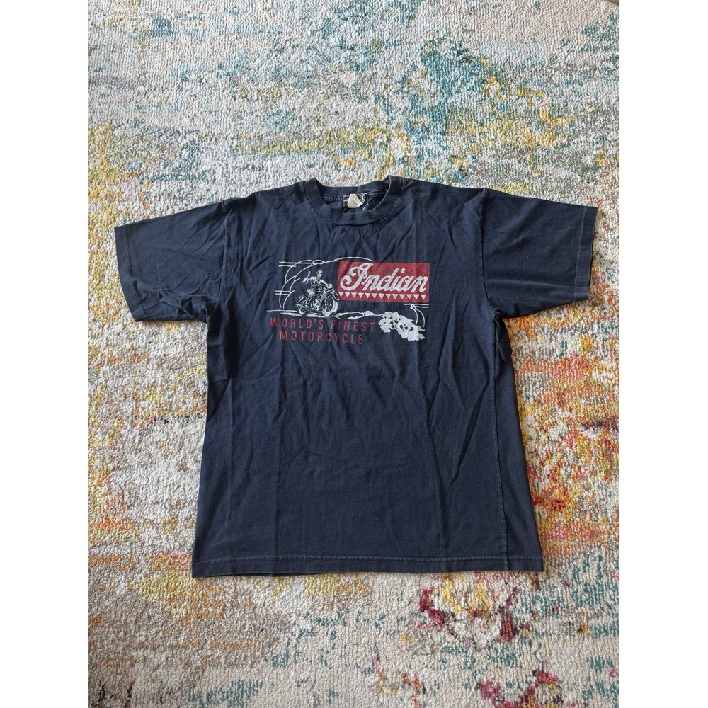 Vintage 90s  Indian Motorcycle World's Finest Graphic Tee Black Size L